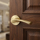 Poignée modèle '136A' dorée en aluminium avec rosace ronde pour portes en bois