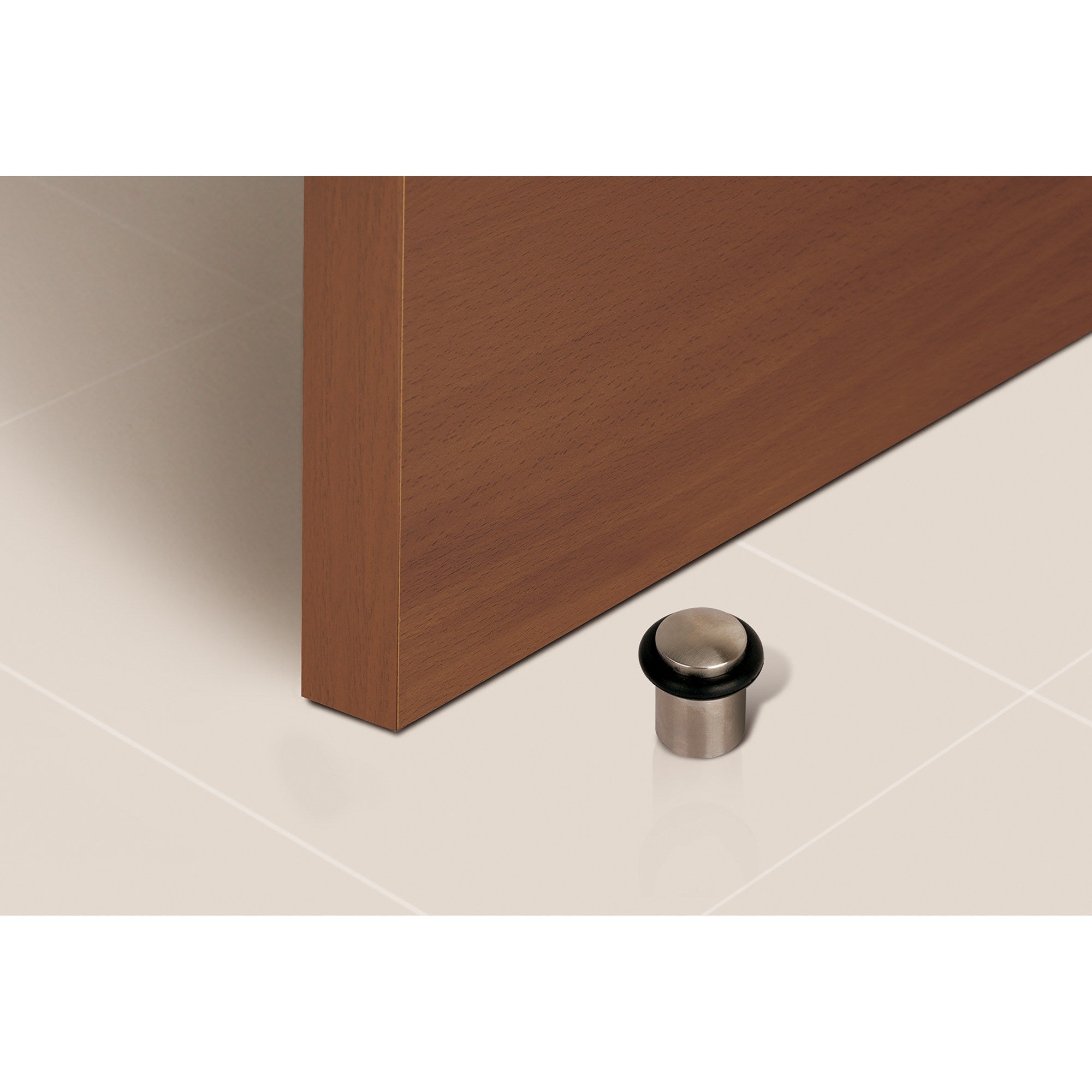 6 butoirs de porte cylindriques nickelés avec amortisseur en caoutchouc et un diamètre de 20 mm