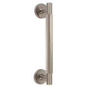 Poignée de tirage moletée en zamak avec rosace ronde Ø52 mm nickel satiné pour portes