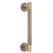 Poignée de tirage moletée en zamak finition cuir avec rosace ronde de 52 mm pour portes