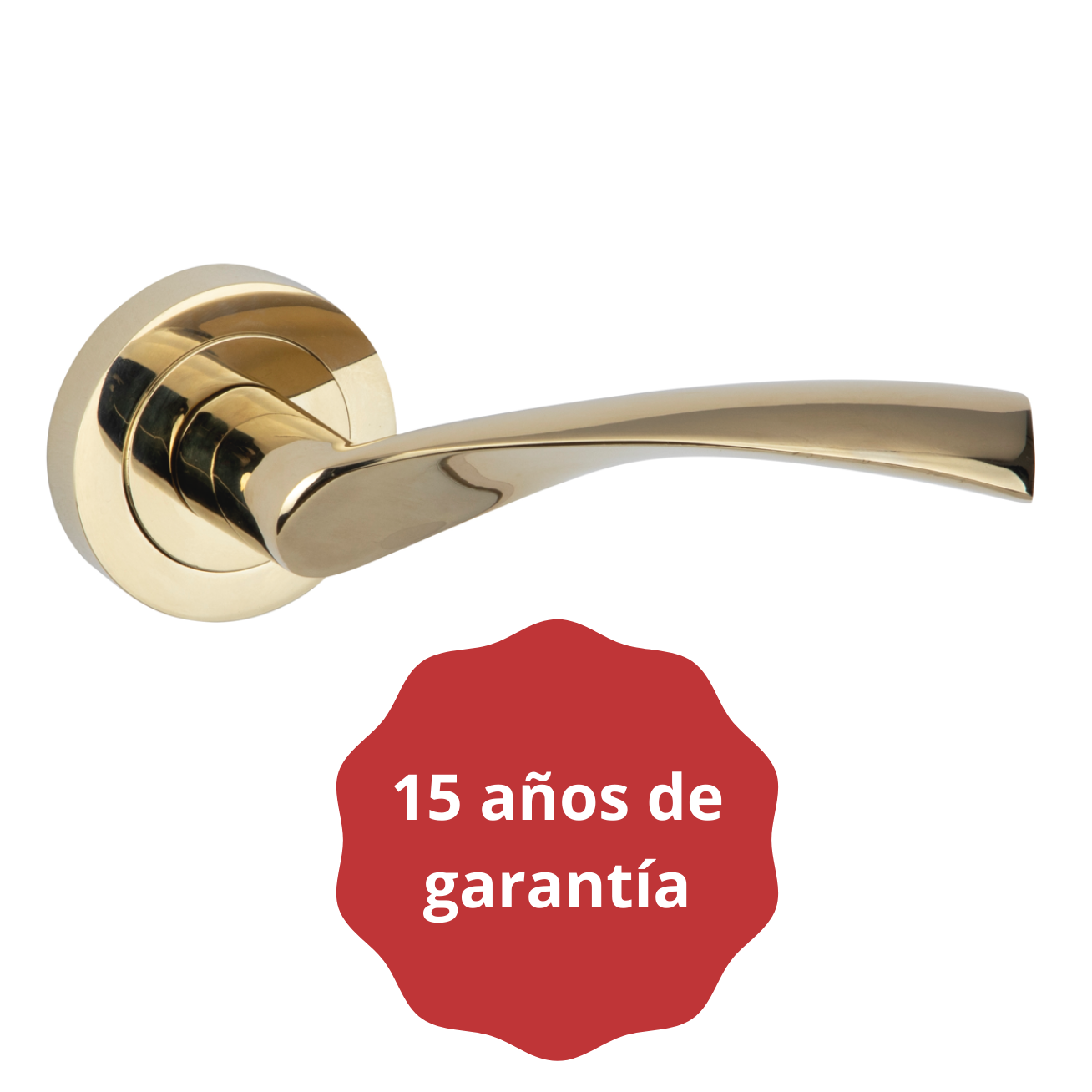 Poignée OLA en Zamak modèle '130' avec Rosette Ronde finition PVD doré brillant