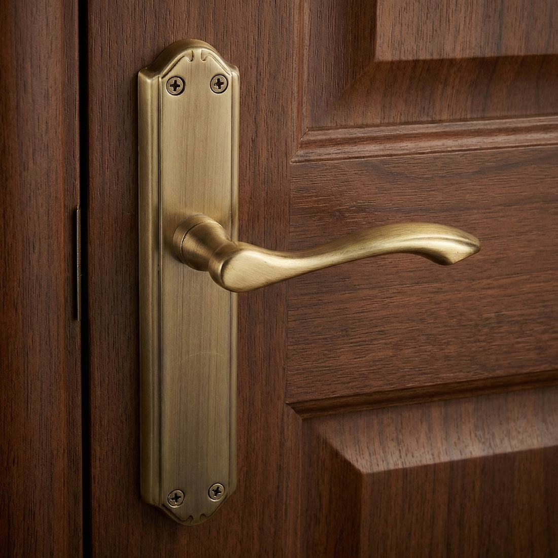 Poignée rustique modèle '341' finition cuir avec plaque ovale en zamak pour portes