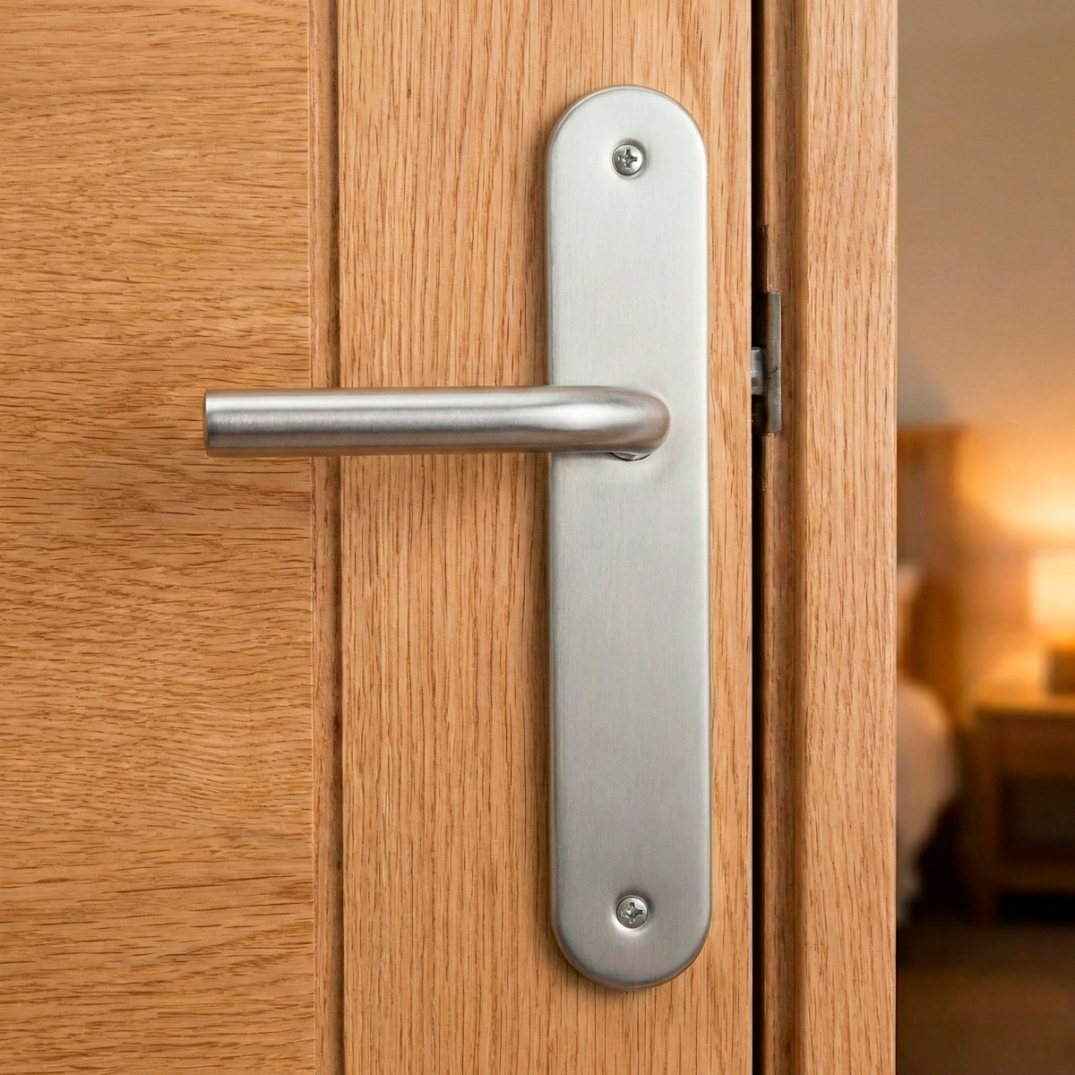 Poignée modèle '403' avec plaque ovale en acier inoxydable pour portes