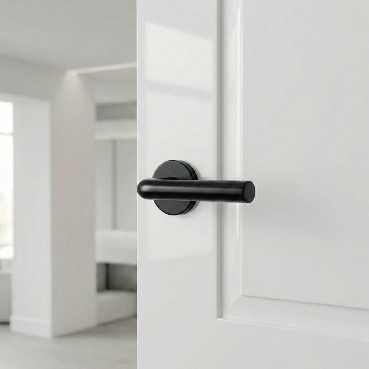 Poignée modèle 403 avec rosace ronde en acier inoxydable finition noire pour portes