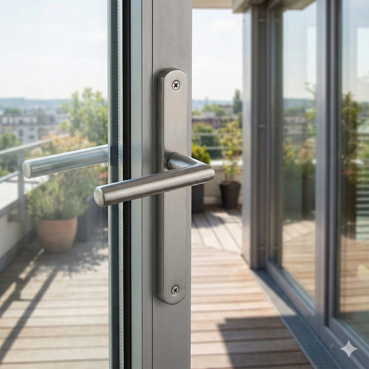 Poignée modèle « 503 » avec plaque ovale étroite en acier inoxydable pour portes