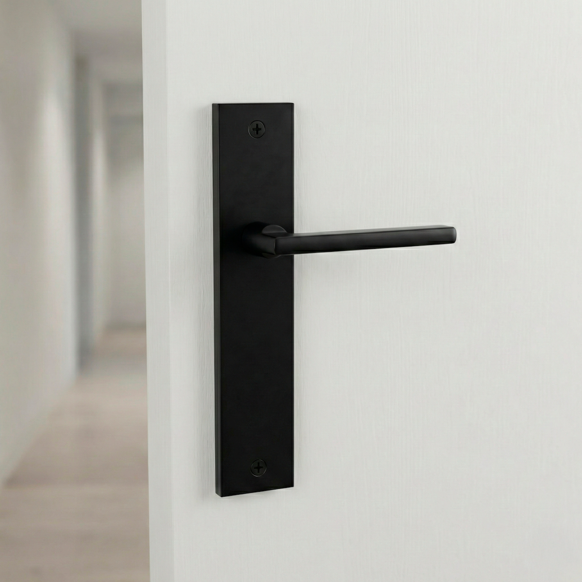 Poignée modèle '530' avec plaque rectangulaire noire mat en aluminium pour portes