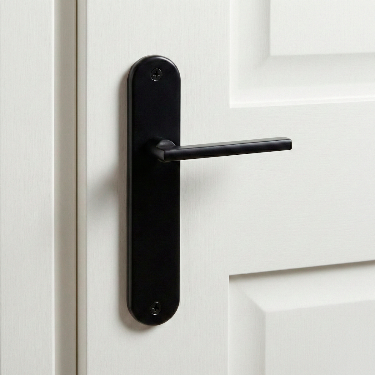 Poignée modèle « 530 » en aluminium avec plaque ovale finition noir mat pour portes