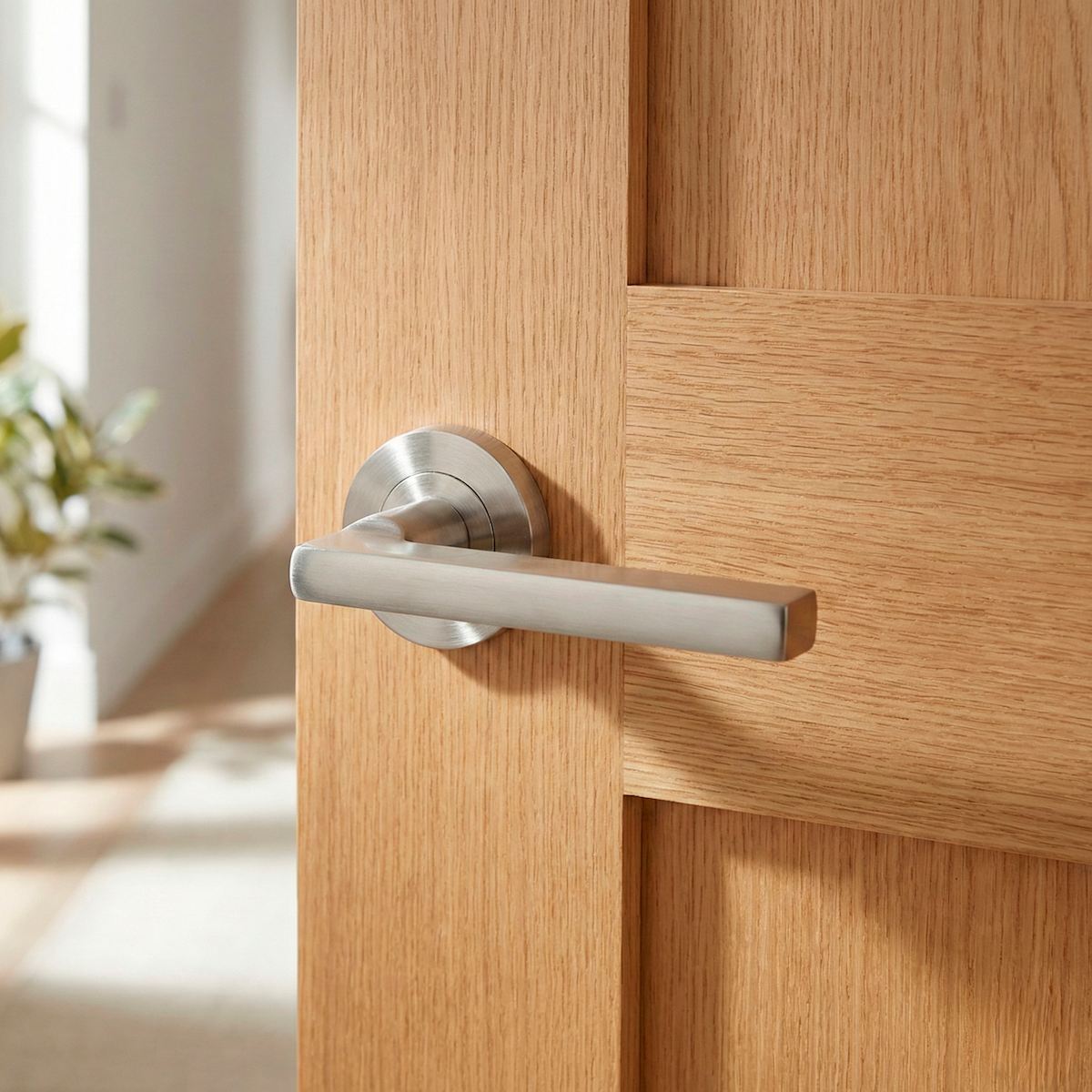 Poignée de porte ronde en aluminium « 530A » Manilla Rental, finition nickel satiné