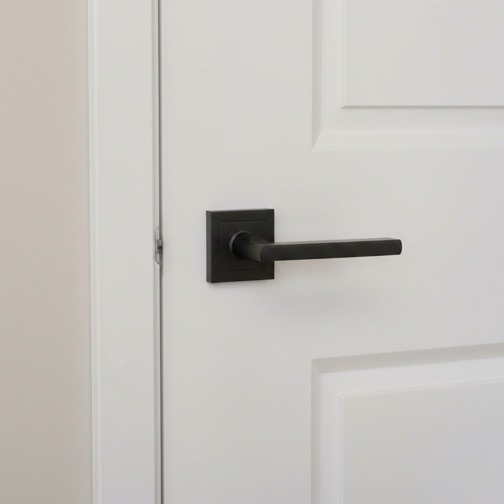 Poignée modèle « 530 » en aluminium avec rosace carrée finition noire pour portes