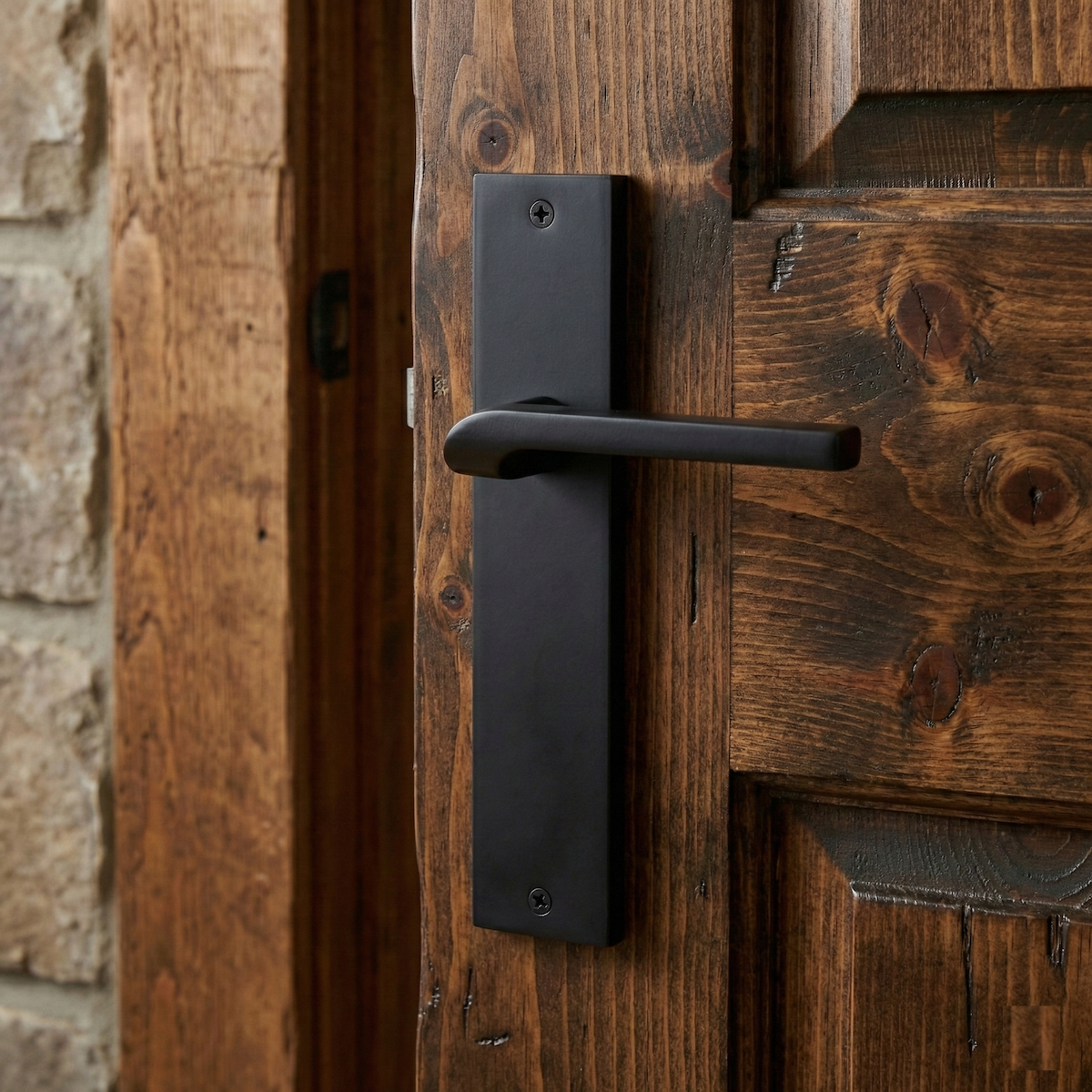 Poignée modèle 559 avec plaque rectangulaire en zamak finition noire pour portes