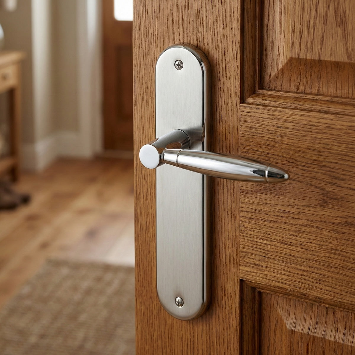 Béquille en zamak avec plaque ovale finition nickel combinée pour portes modèle « 630 »