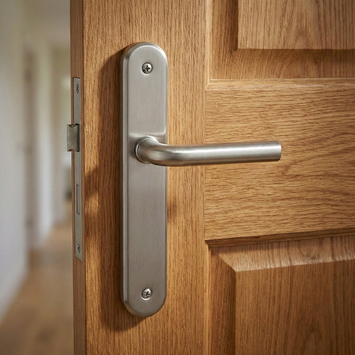 Béquille avec plaque ovale finition nickel satiné pour portes modèle « 6431 »