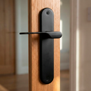 Poignée modèle « 640 » avec plaque ovale pour portes en zamak finition noire et poignée moderne