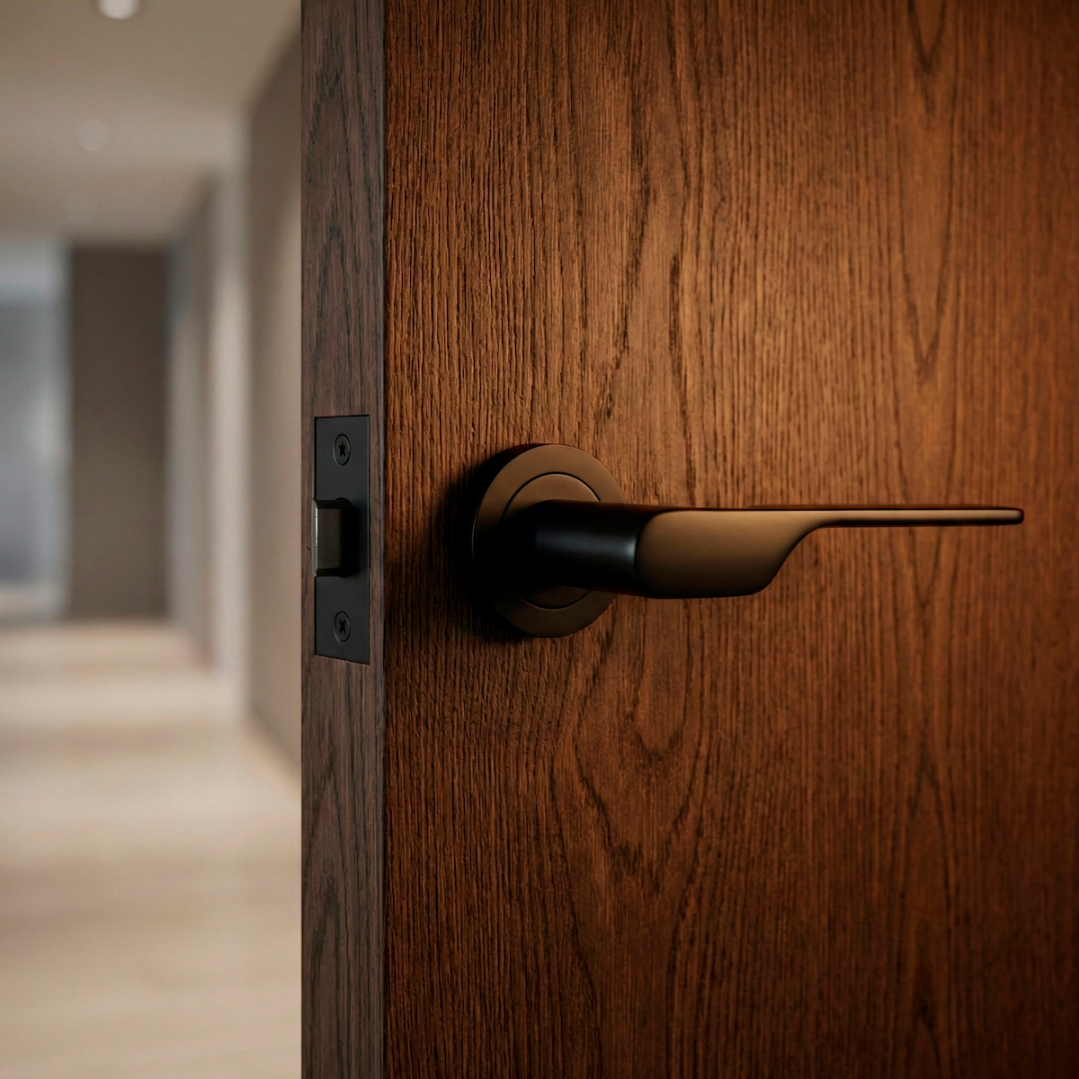 Béquille de porte modèle 640 en zamak avec rosace ronde finition noire