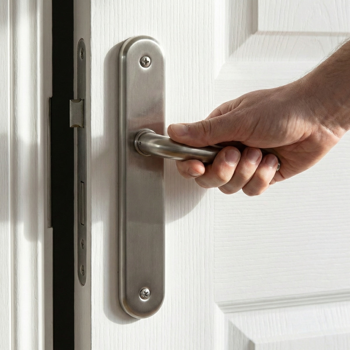 Béquille avec plaque ovale finition nickel satiné pour portes modèle « 6431 »