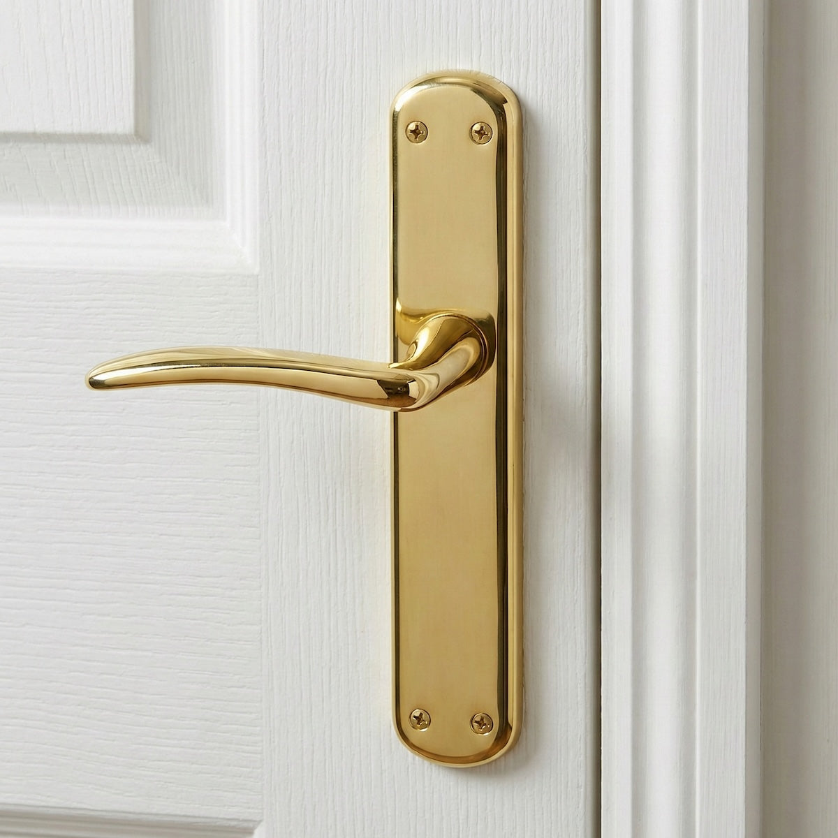 Poignée de porte modèle "6601" avec plaque ovale en zamak finition doré brillant
