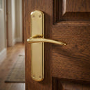 Poignée de porte modèle "6601" avec plaque ovale en zamak finition doré brillant