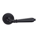 Poignée avec rosace ronde noire de style rustique modèle Tolède pour portes intérieures