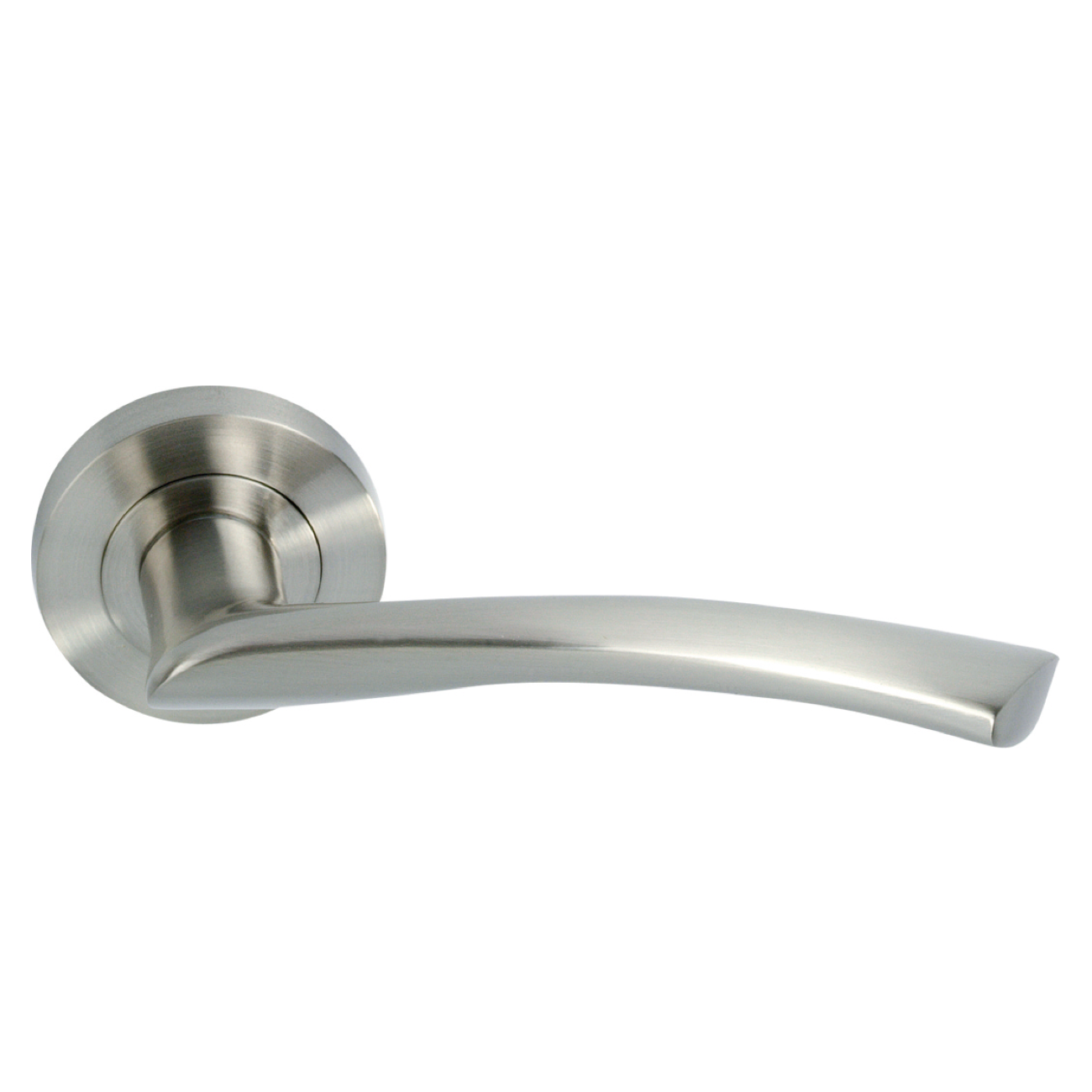 Poignée de porte Altur avec rosace ronde en nickel mat