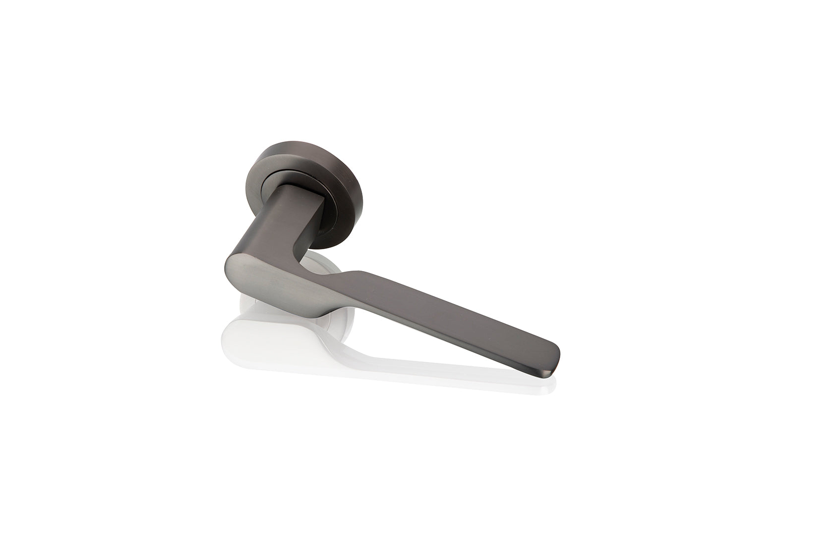 Poignée en zamak modèle 640 avec rosace ronde finition graphite pour portes