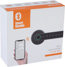 Poignée électronique avec rosace ronde finition noire avec empreinte digitale, code PIN et Bluetooth