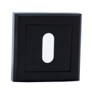 Bouche de serrure carrée avec bouche ovale finition noire coins arrondis