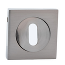 Béquille rosette carrée-ronde avec bouche ovale finition nickel satiné pour portes