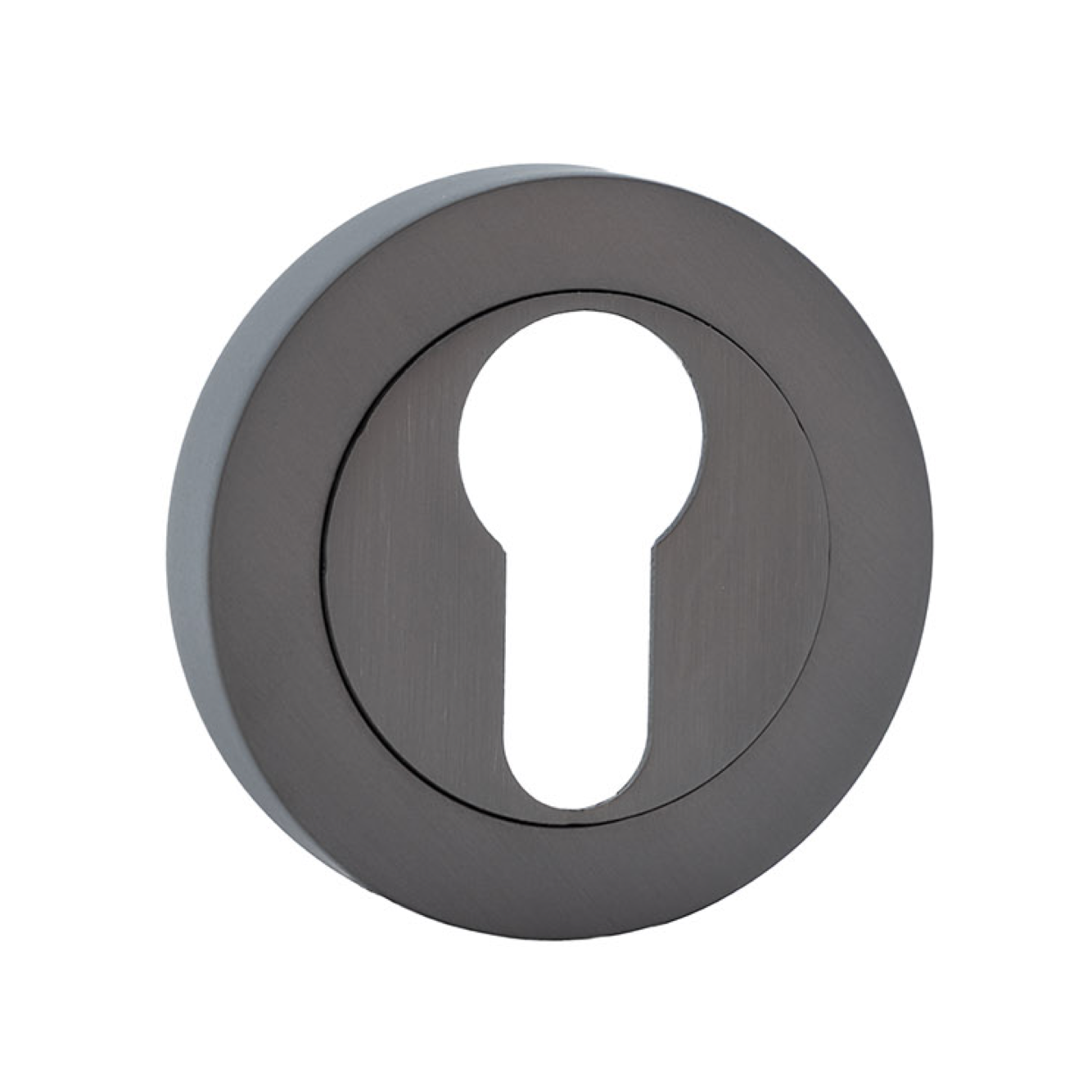 Béquille ronde avec entrée de clé piriforme en finition graphite pour portes