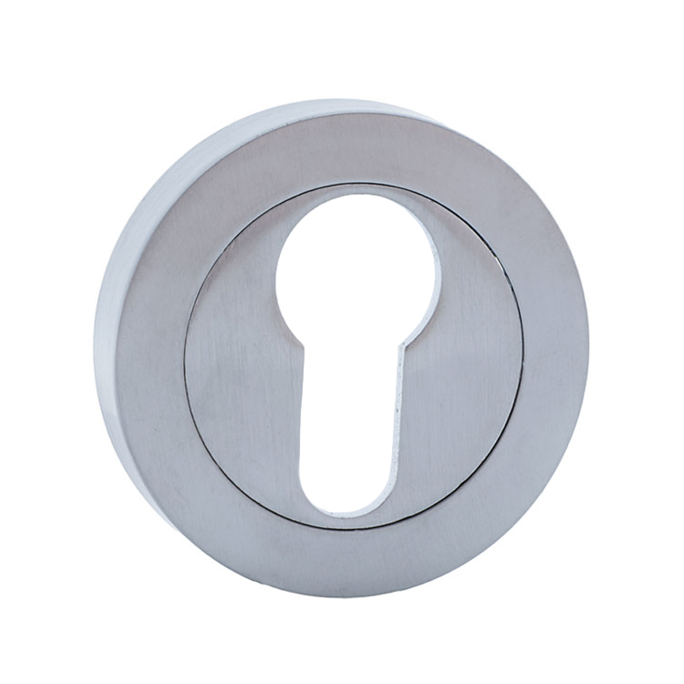 Plaque ronde avec bec de cygne en finition nickel mat pour portes