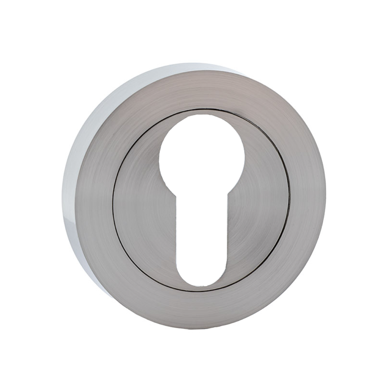 Bouche de clé ronde avec bouche poire en finition nickel satiné pour cylindres