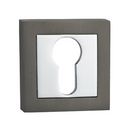 Plaque de propreté carrée-carrée avec entrée de clé en poire finition graphite et chrome brillant