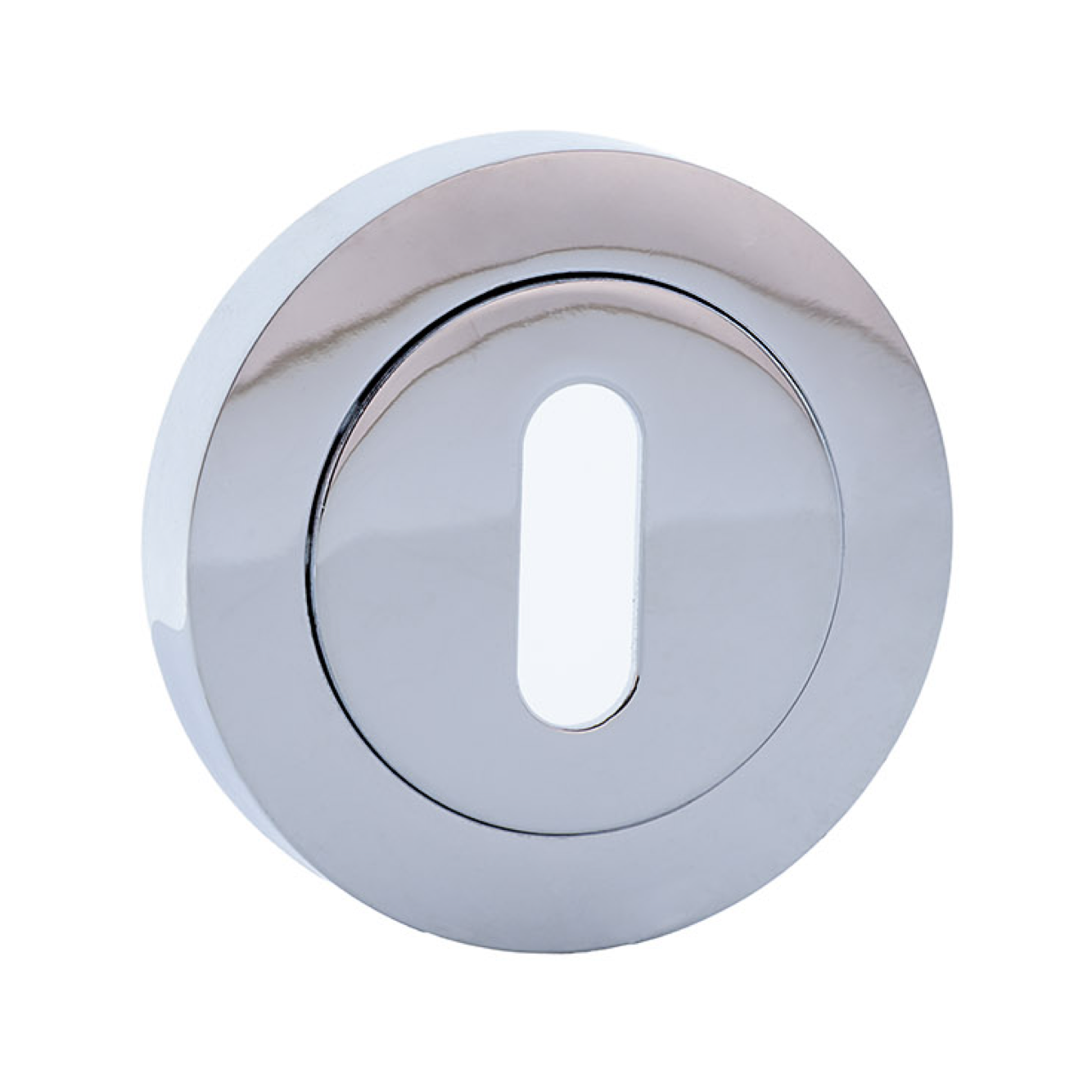 Béquille rosace ronde ovale en finition chrome brillant pour portes