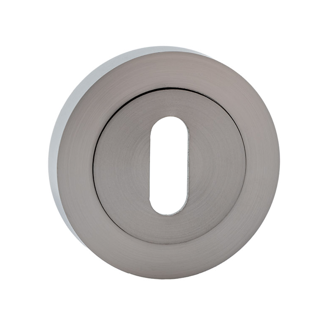 Bochette rosace ronde et ovale en nickel satiné pour portes