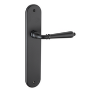 Poignée de porte en aluminium noir avec plaque ovale de 250x48 mm pour portes intérieures