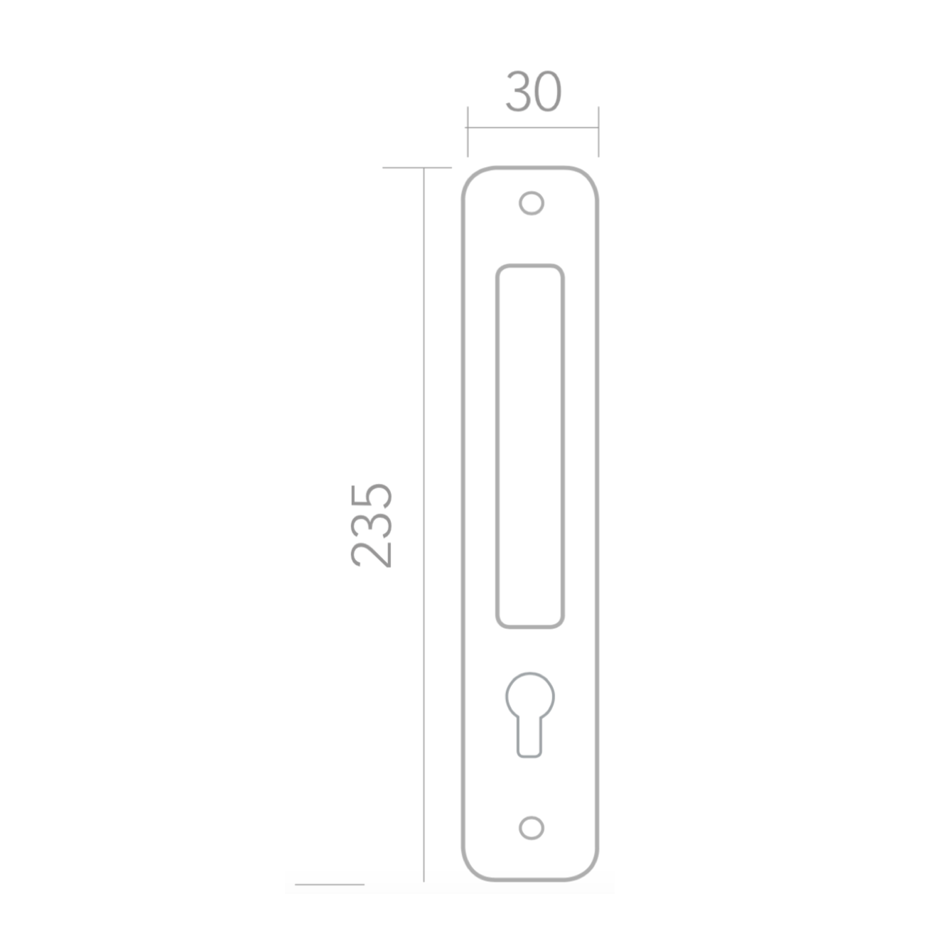 Poignée de tirage modèle 604 avec entrée de clé et plaque étroite en acier inoxydable pour portes d'entrée