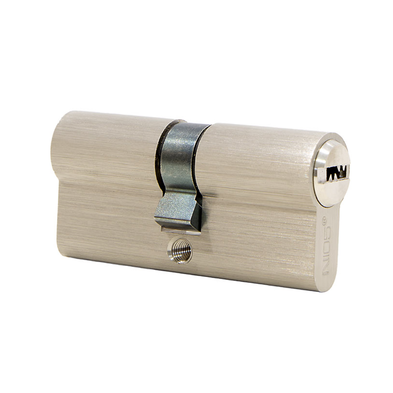 Cylindre de serrure 30x30 nickelé de sécurité moyenne avec panneton long pour portes