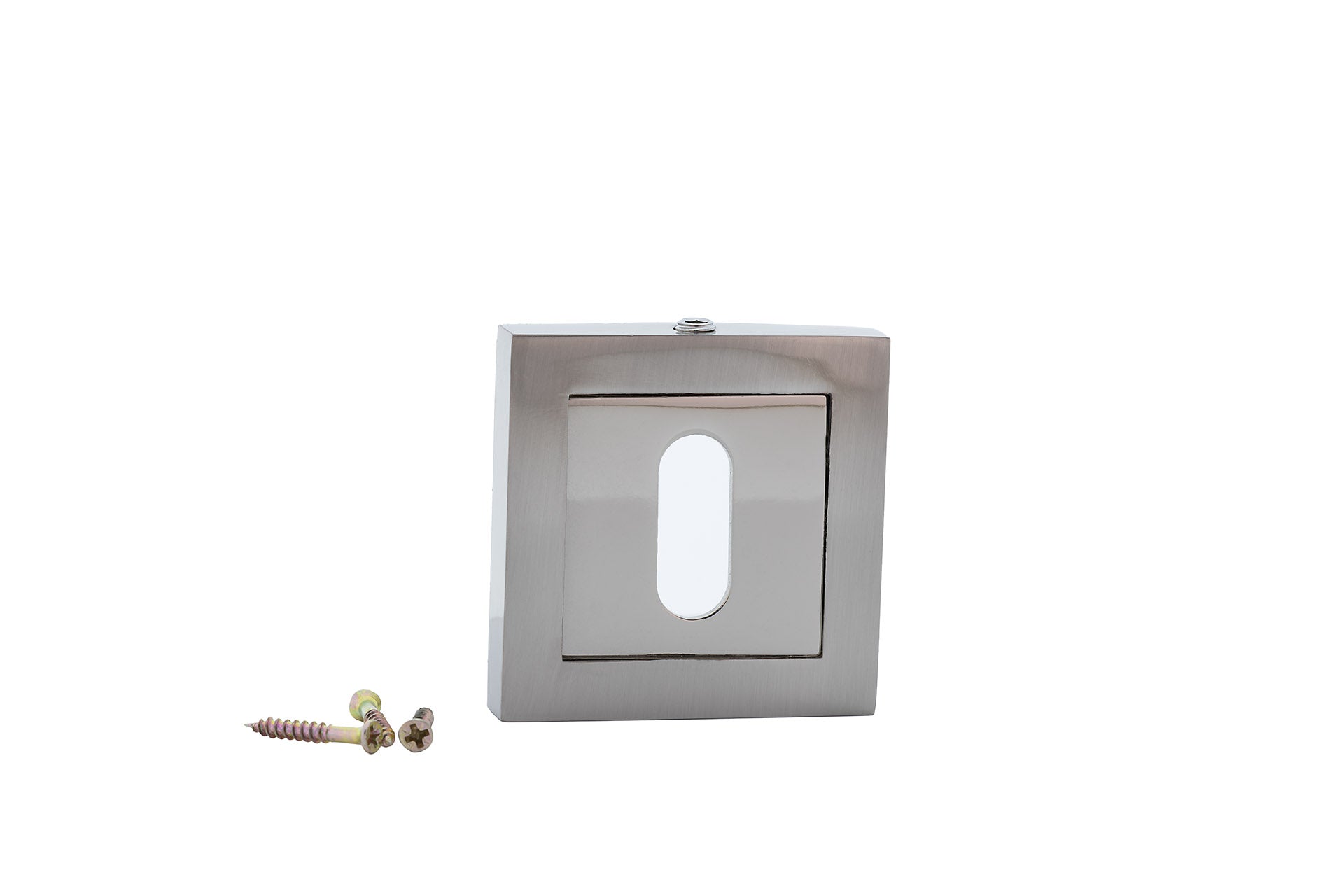 Béquille carrée avec bouche ovale en finition bicolore pour portes
