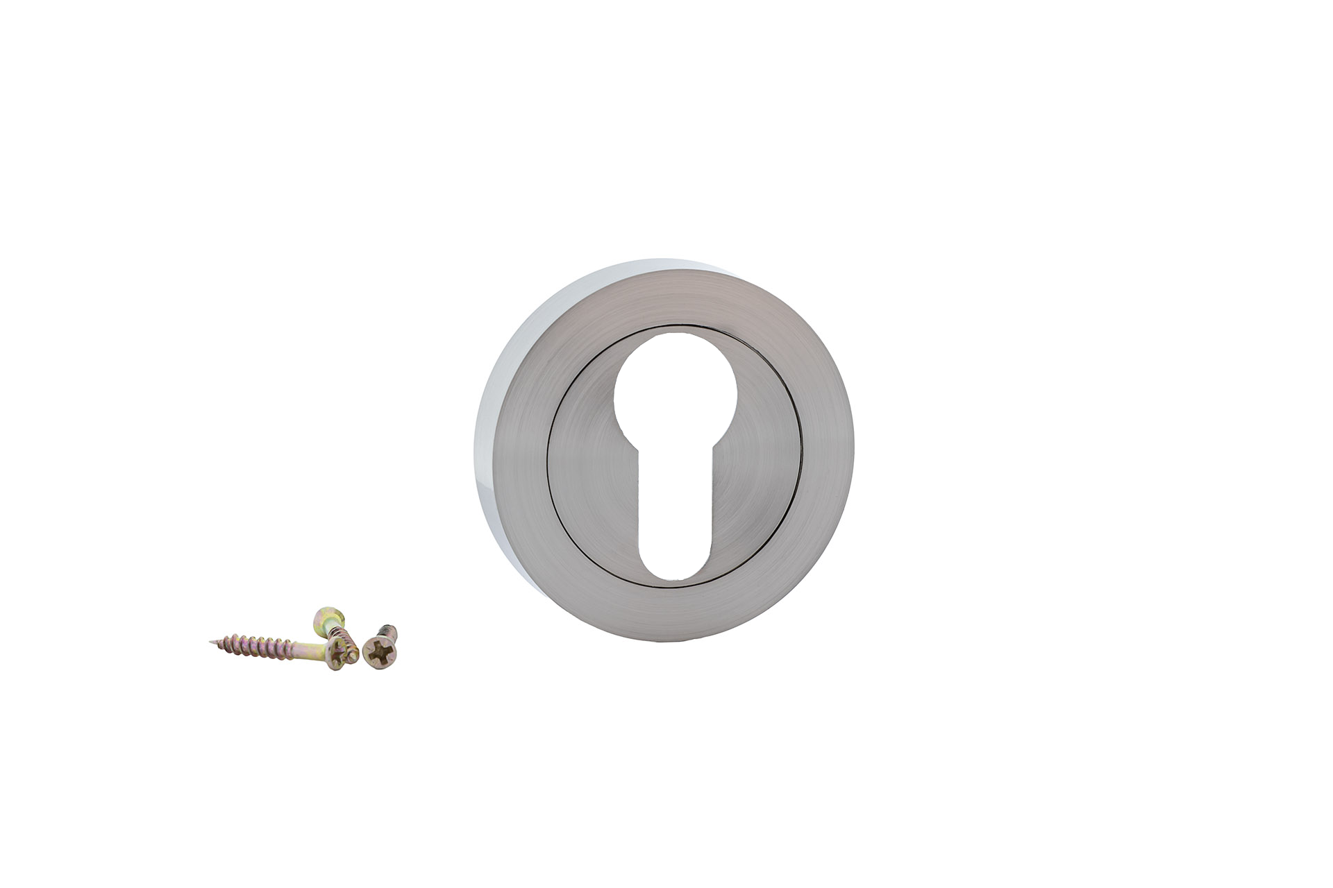 Bouche de clé ronde avec bouche poire en finition nickel satiné pour cylindres