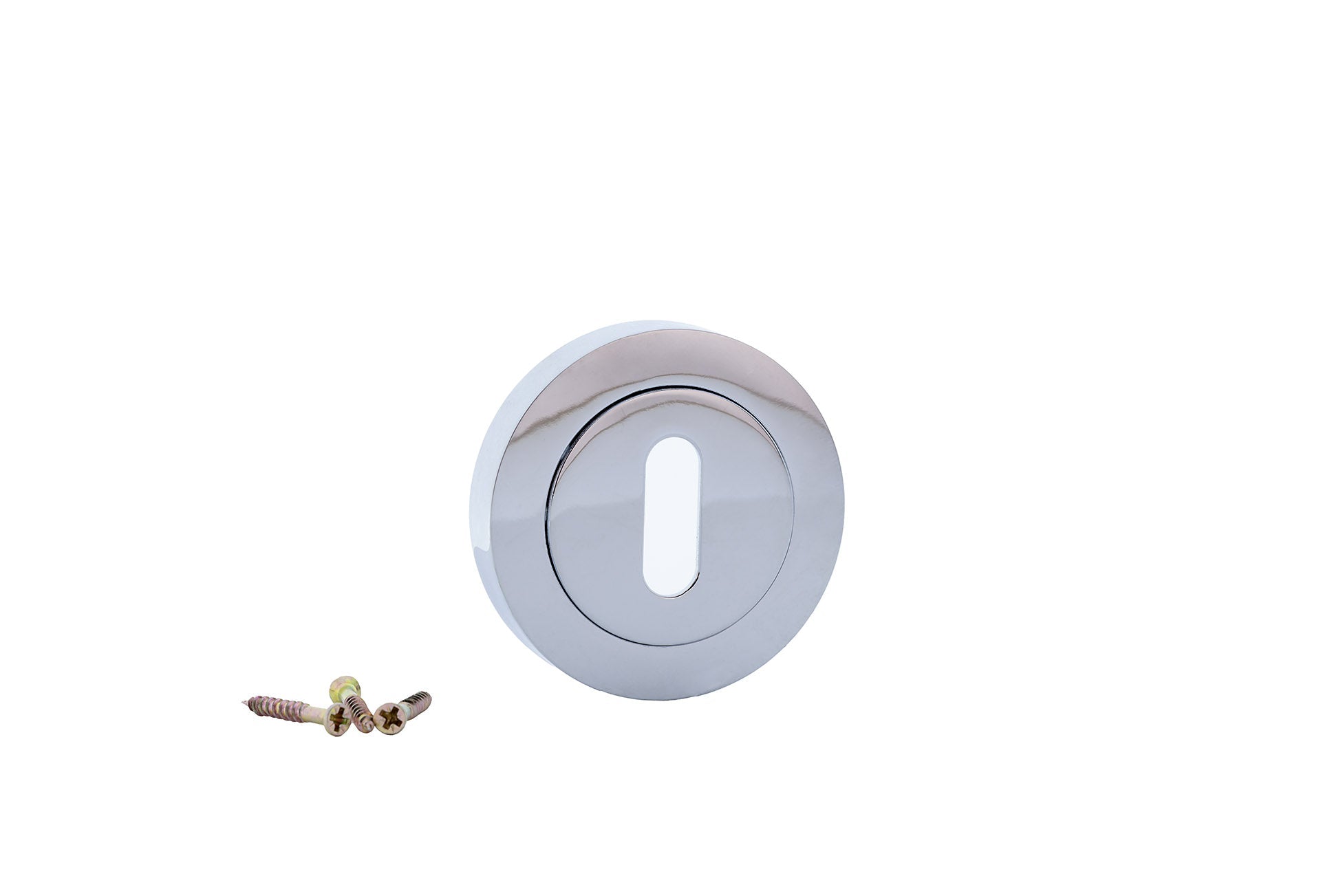 Béquille rosace ronde ovale en finition chrome brillant pour portes