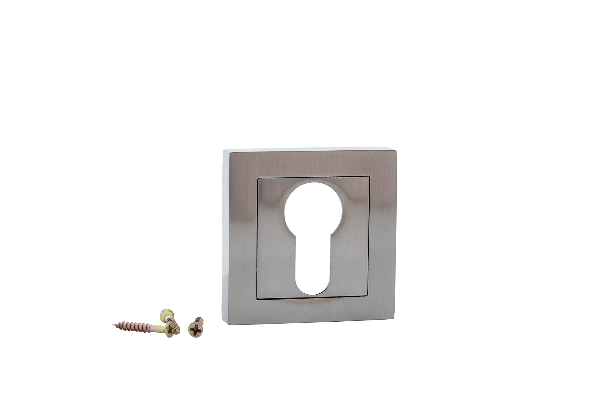 Entrée de clé à bec-de-cane sur rosace carrée finition nickel satiné pour portes