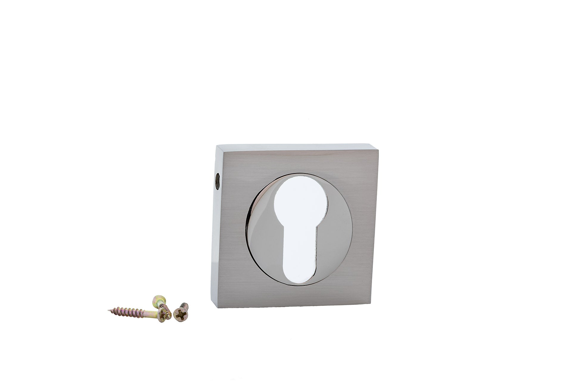 Béquille à rosace carrée en nickel satiné et brillant
