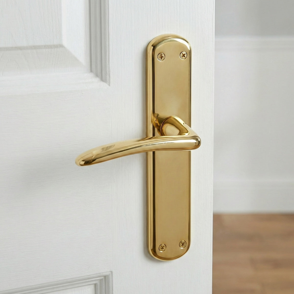 Poignée de porte modèle "6601" avec plaque ovale en zamak finition doré brillant