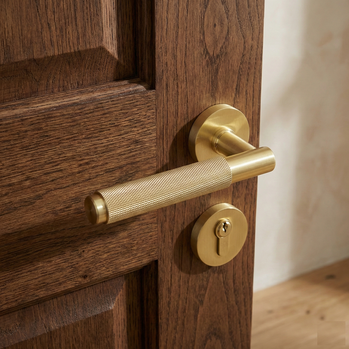 Bouton de porte à rosace ronde en Zamak doré Pepo