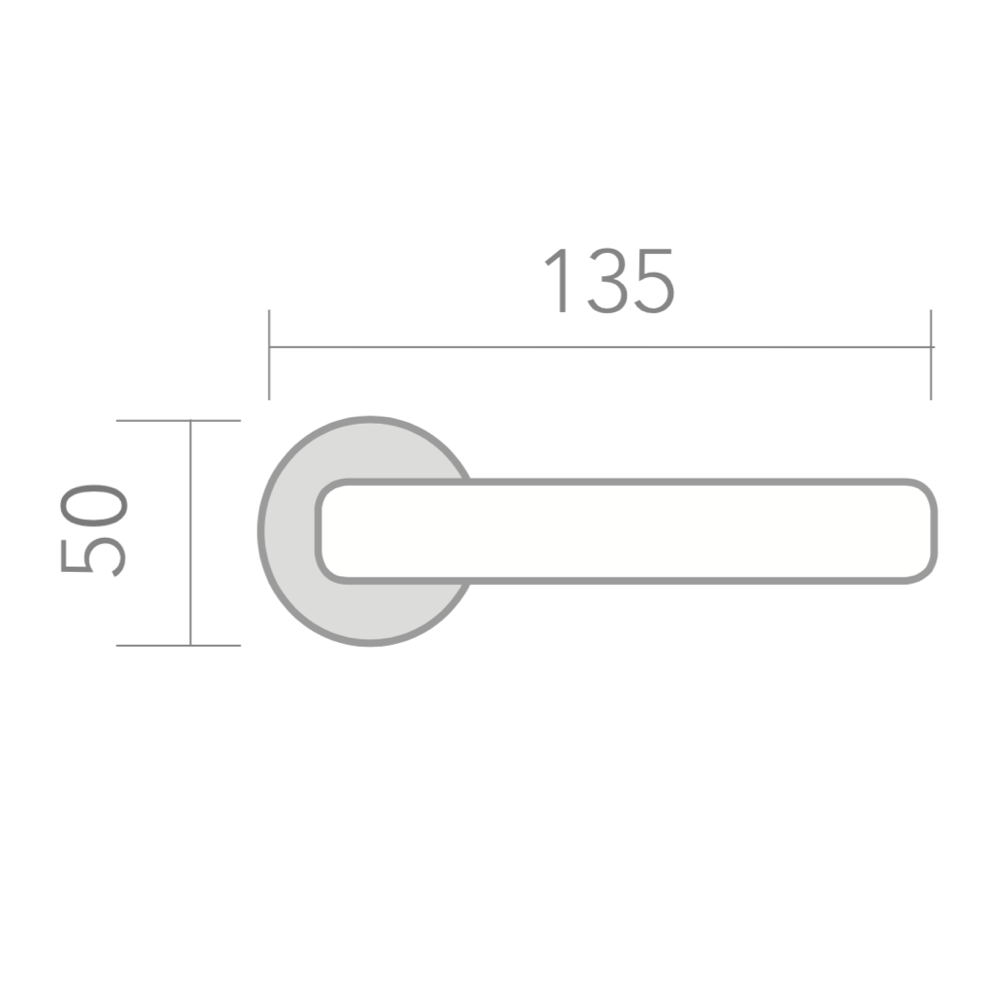 Poignée modèle '1001' en laiton avec Rosace Ronde finition nickel satiné pour portes
