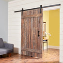 Ferrure noire de 2 mètres sans amortisseur pour porte coulissante extérieure en bois type grange
