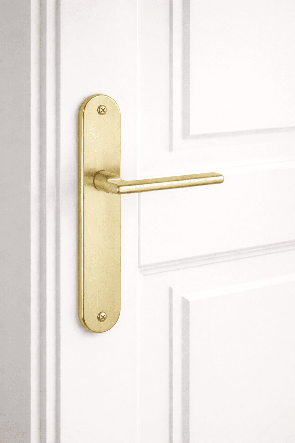 Poignée de porte plaque ovale pour location en aluminium doré satiné