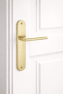 Poignée de porte plaque ovale pour location en aluminium doré satiné