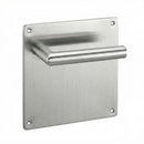 Poignée de porte modèle "503" sur plaque carrée 170 mm en acier inoxydable