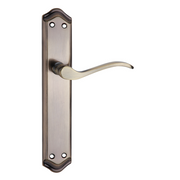 Béquille modèle '881' rustique finition cuir en aluminium avec plaque courbe pour portes