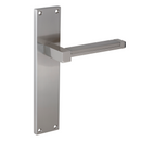 Poignée modèle 610 avec plaque rectangulaire en zamak finition nickel satiné pour portes